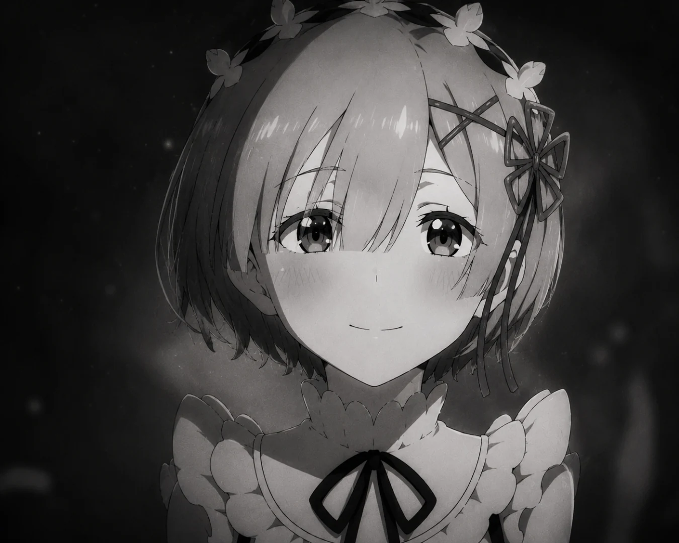 Monochrome anime portrait for the VOID project